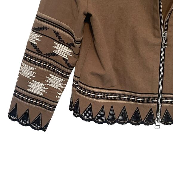 Veronica Beard Mirasol Zip Jacket Womens Size 4 Olive Tribal Beading Embroidery - Picture 5 of 10